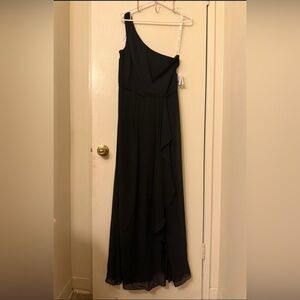 David's Bridal Black One-Shoulder Gown